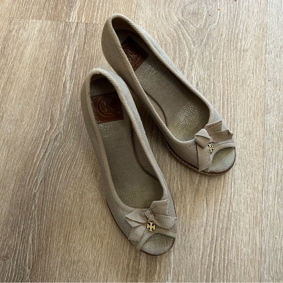 Tory Burch Ivory Canvas Jackie Espadrille Wedge heel Size 8.5 - Picture 2 of 7